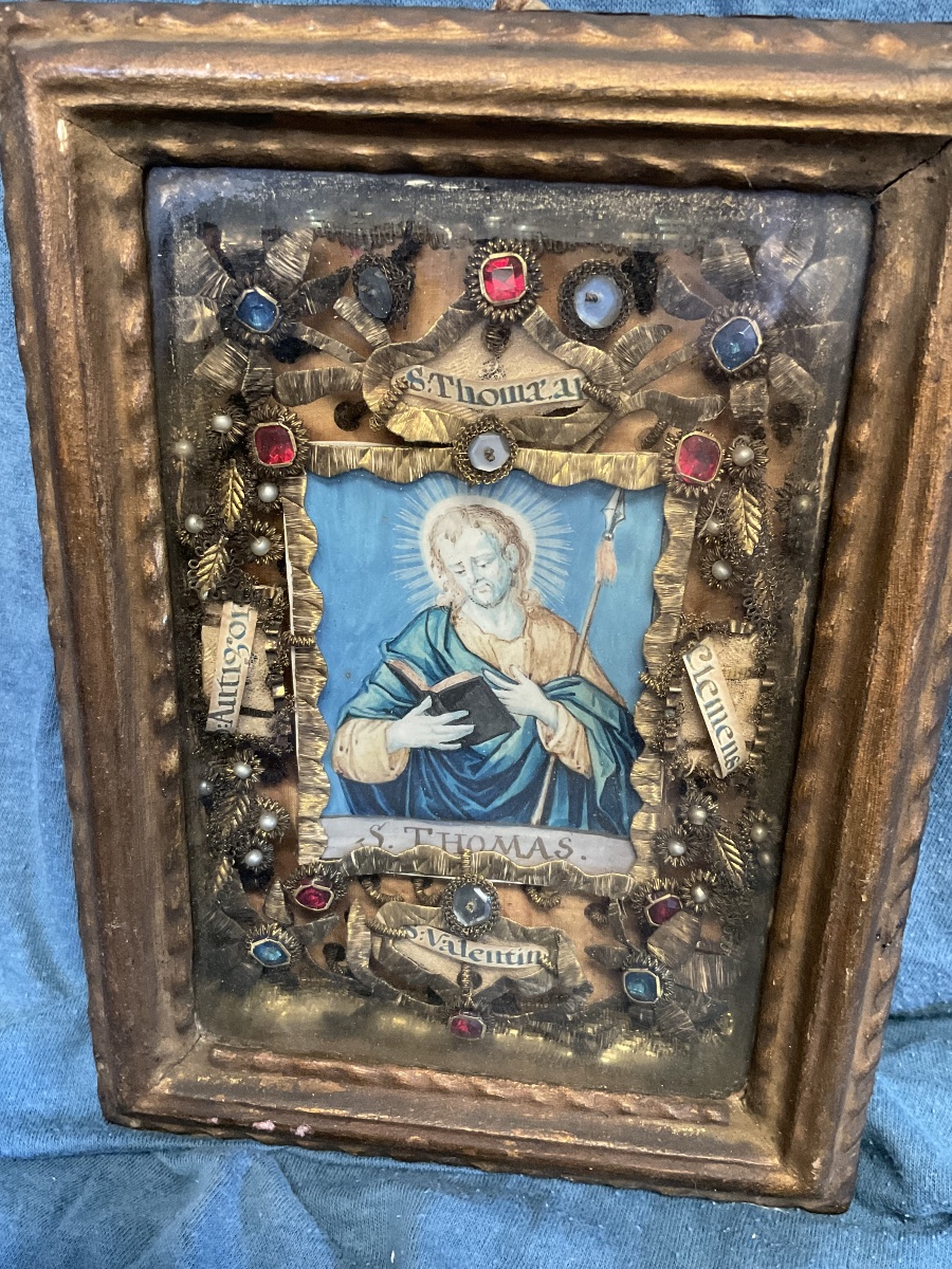 Pair Of Frames—reliquaries, Tyrolean Folk Art (made By Nuns), Circa 1800-photo-1