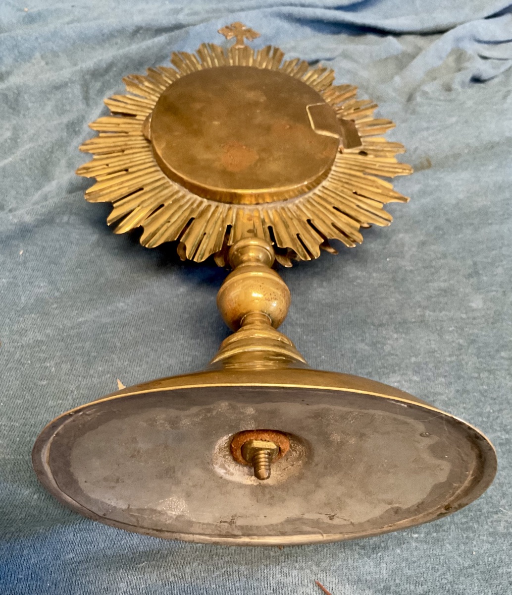 Metal Monstrance And Reliquary “saint Barbara” (guache), Containing The Bones Of Saints, Tyrol, 19th Century-photo-4