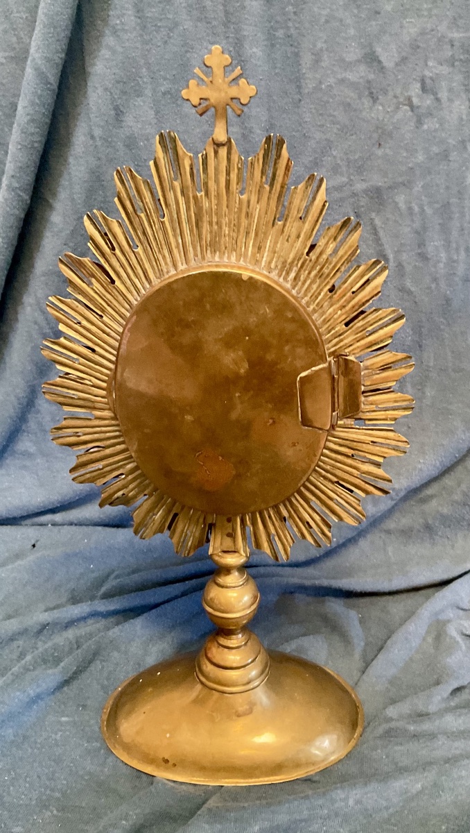 Metal Monstrance And Reliquary “saint Barbara” (guache), Containing The Bones Of Saints, Tyrol, 19th Century-photo-4