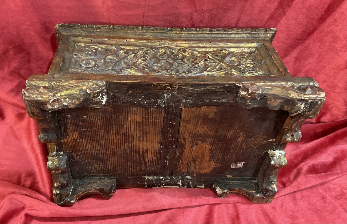 Coffret De Mariage ( Cafanetto), Bois Sculpé Et Doré, Italie XVIIe Siècle -photo-2