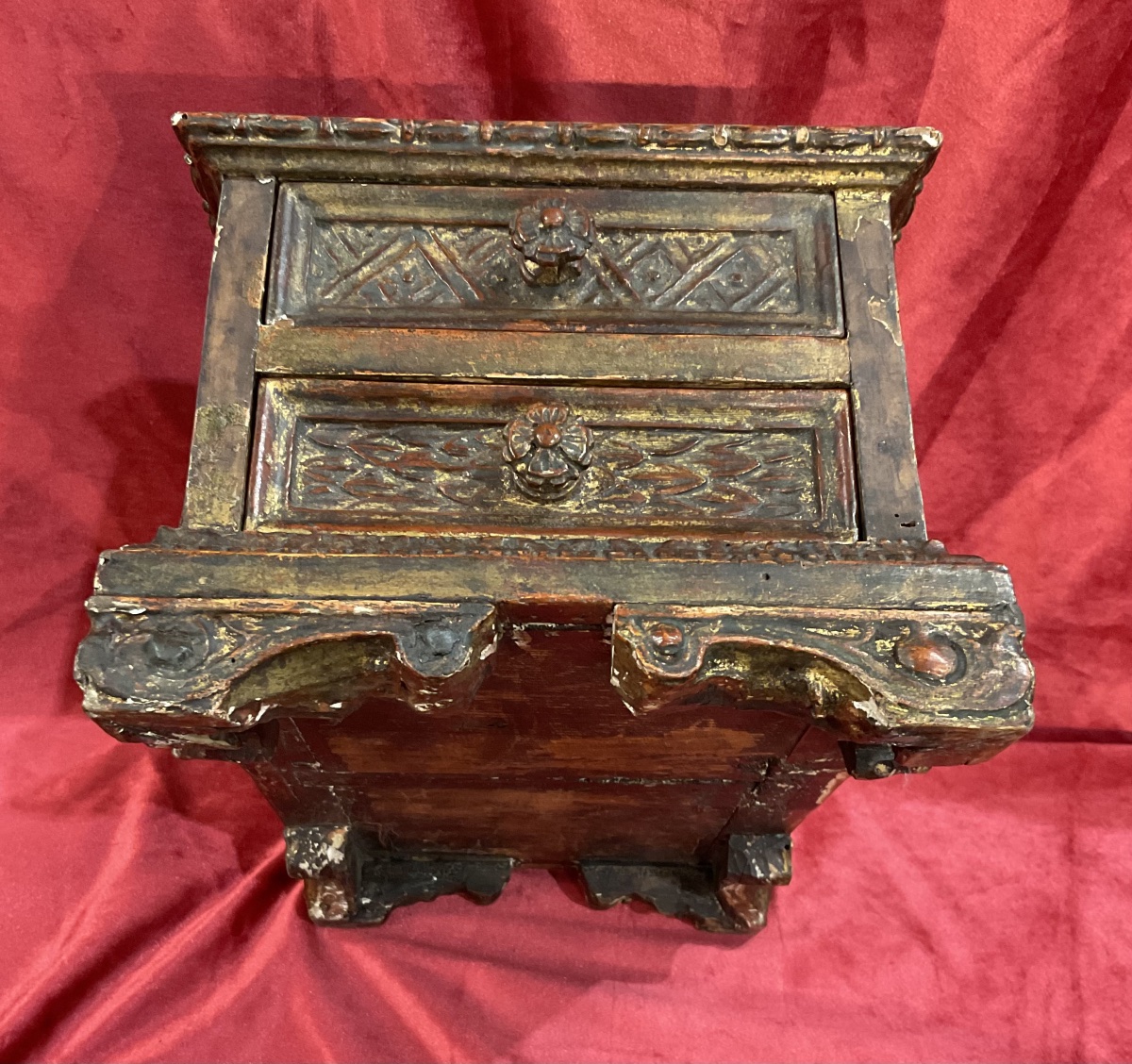 Coffret De Mariage ( Cafanetto), Bois Sculpé Et Doré, Italie XVIIe Siècle -photo-2
