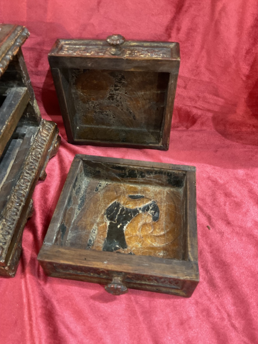 Coffret De Mariage ( Cafanetto), Bois Sculpé Et Doré, Italie XVIIe Siècle -photo-5