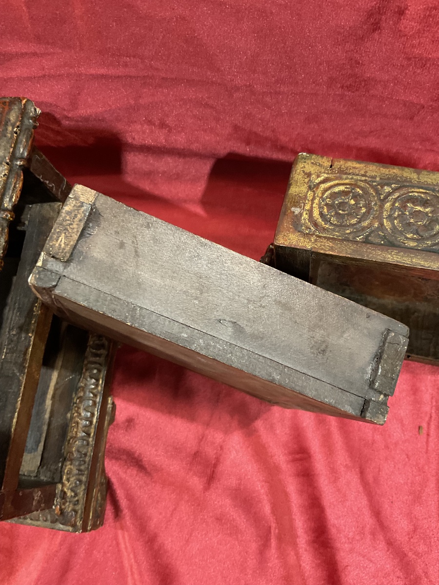 Coffret De Mariage ( Cafanetto), Bois Sculpé Et Doré, Italie XVIIe Siècle -photo-7