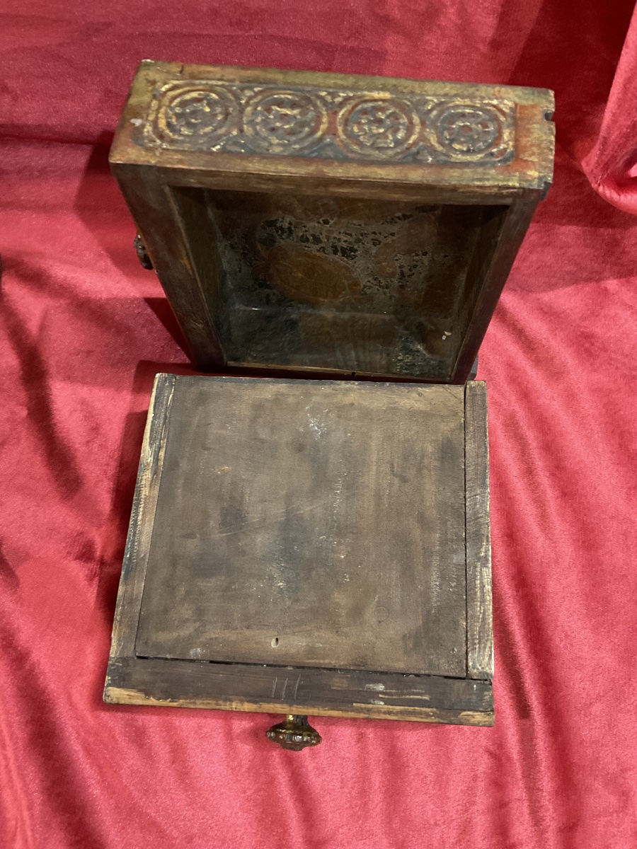 Coffret De Mariage ( Cafanetto), Bois Sculpé Et Doré, Italie XVIIe Siècle -photo-8