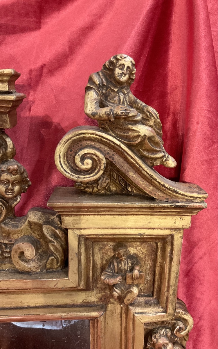 Grand Cadre -  Tabernacle , Bois Sculpté Et Doré À Décor Figuré, Italie Vers 1700-photo-3