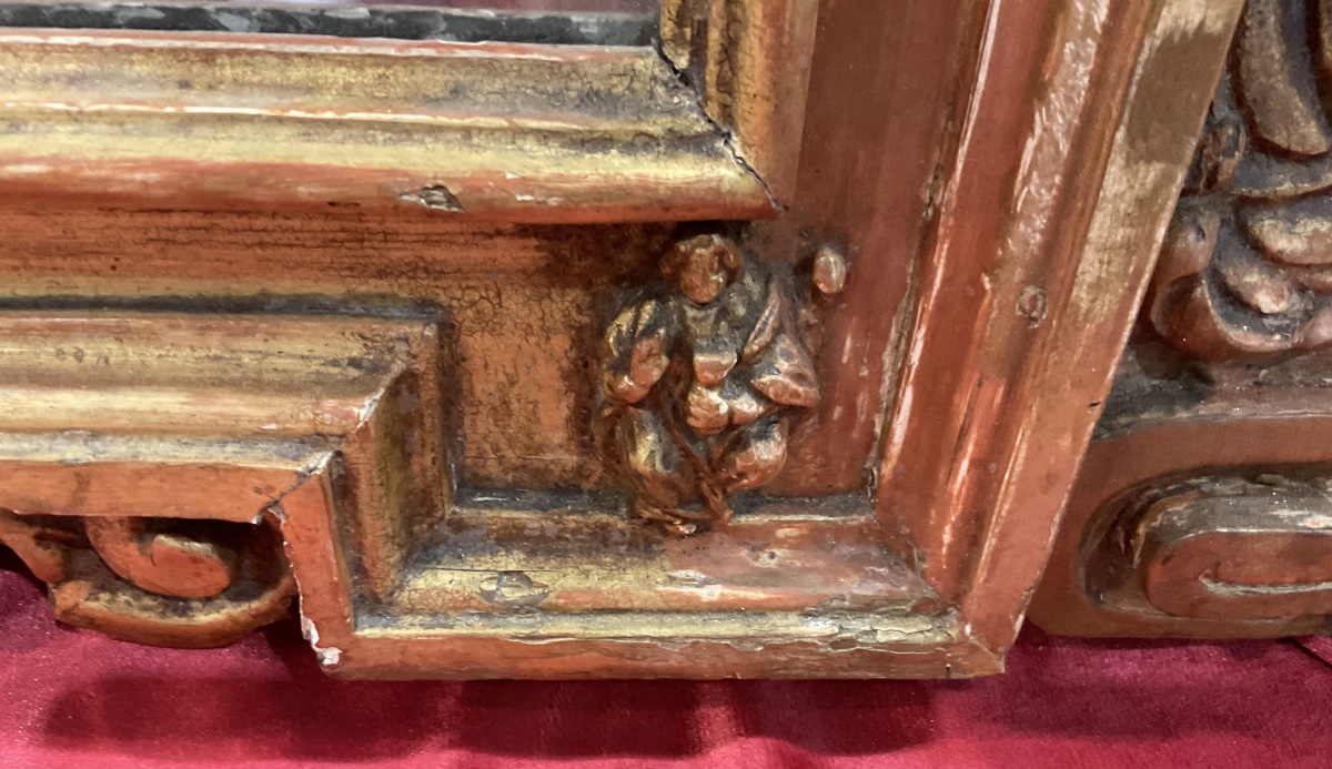 Grand Cadre -  Tabernacle , Bois Sculpté Et Doré À Décor Figuré, Italie Vers 1700-photo-4