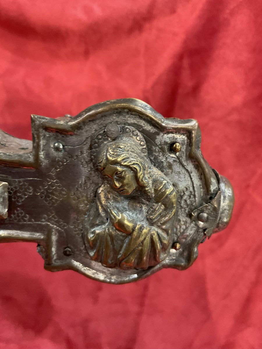 Gothic Processional Cross, Silver-plated Copper And Bronze On A Wooden Core, Italy, Lombardy, 15th Century-photo-2