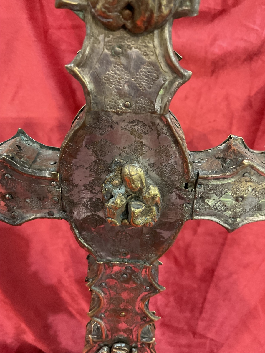 Gothic Processional Cross, Silver-plated Copper And Bronze On A Wooden Core, Italy, Lombardy, 15th Century-photo-4