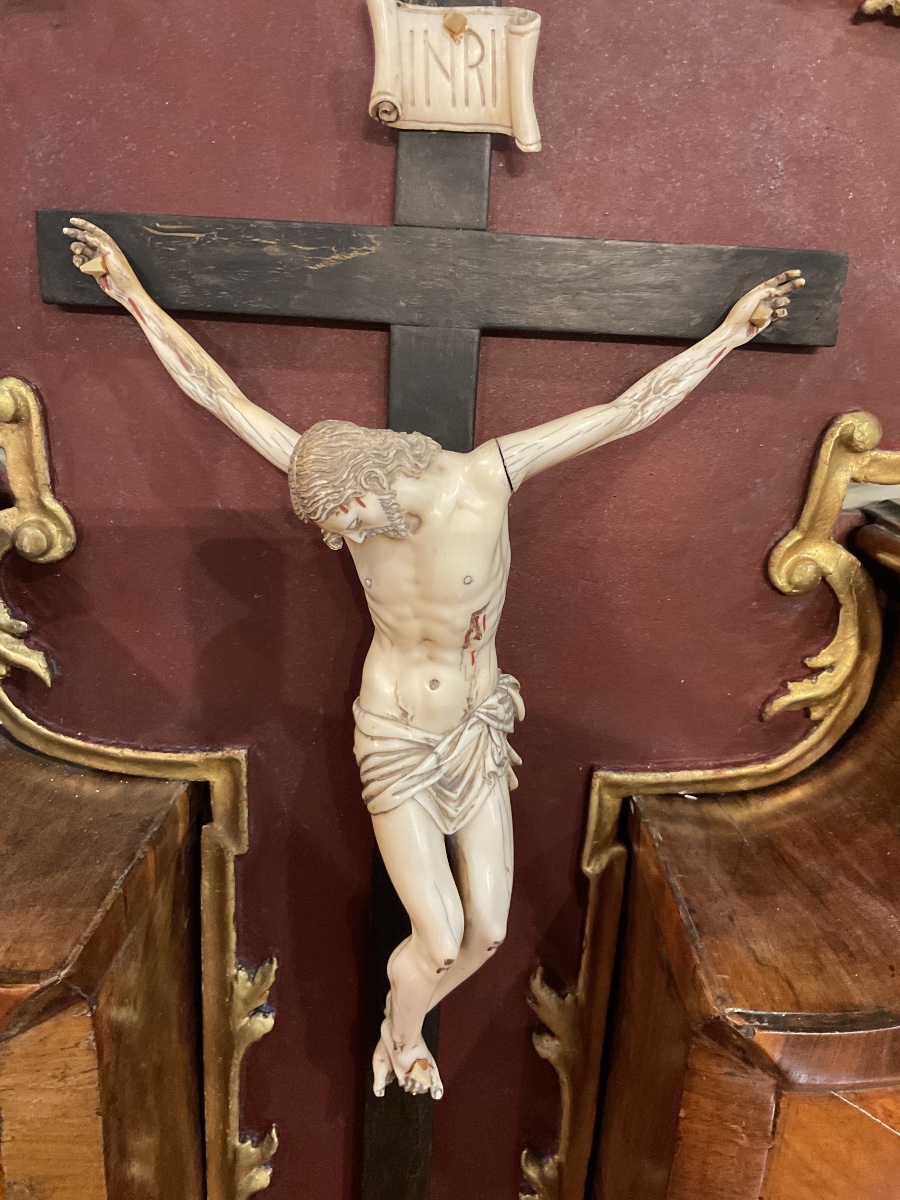 Meuble De Sacristie Baroque Avec Corpus Christi En Ivoire , Allemagne De Sud, XVIIIè-photo-2