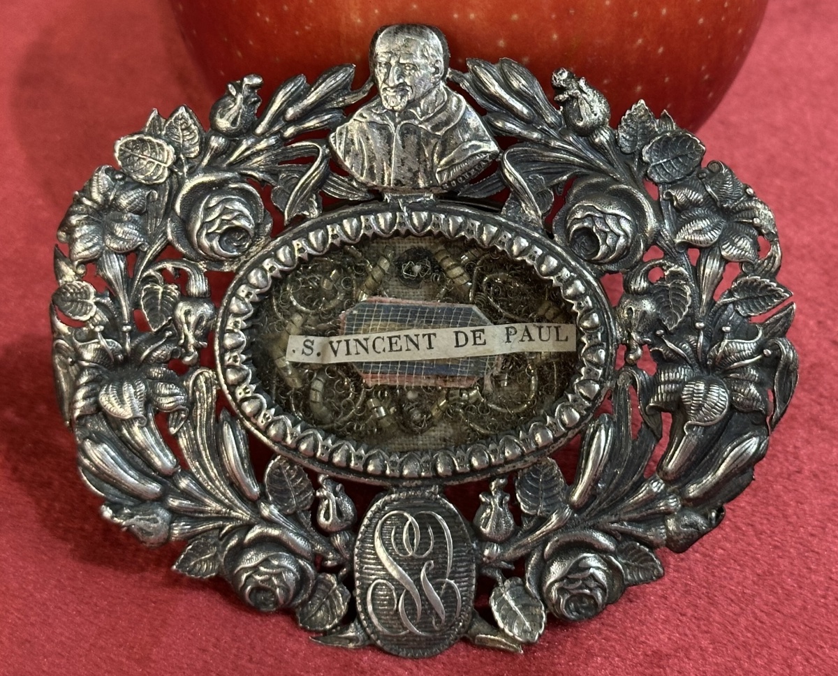 Reliquary Capsule (theca), Ex Ossibus “st. Vincent De Paul,” Silver, Sealed, Italy, 19th Century
