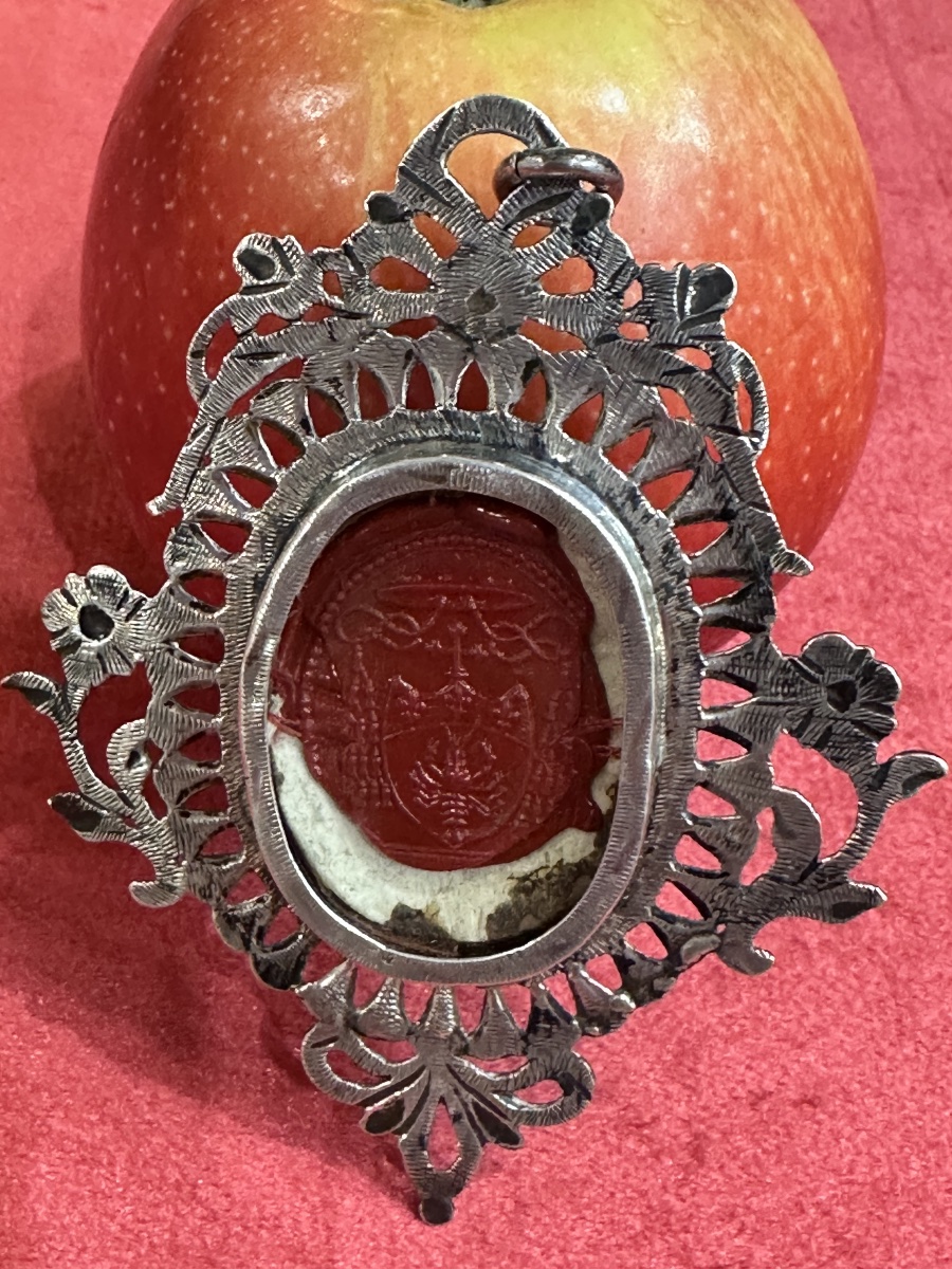 Pendentif - Reliquaire Baroque, Argent Ciselé, Ajouré de Saint Liboire, Italie ou Tyrol, XVIIIe-photo-4