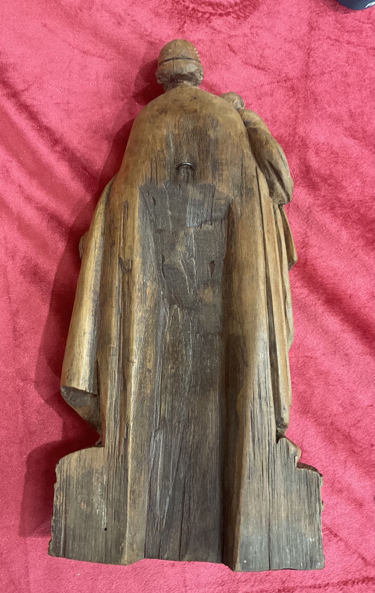 Carved Wooden Reliquary Statuette Containing A Relic Of St. Vincent De Paul, France, 19th Century.-photo-2