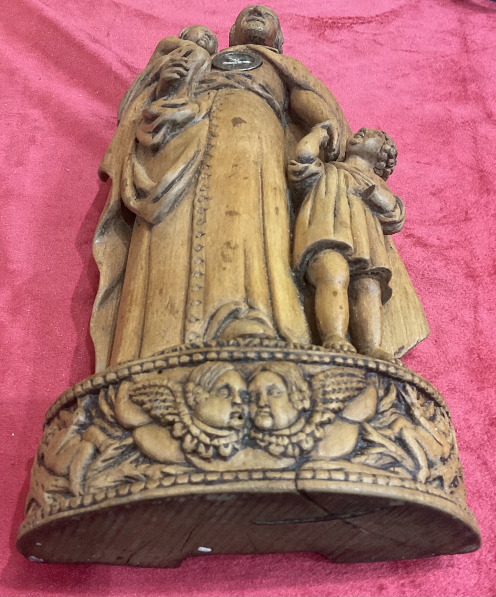 Carved Wooden Reliquary Statuette Containing A Relic Of St. Vincent De Paul, France, 19th Century.-photo-5