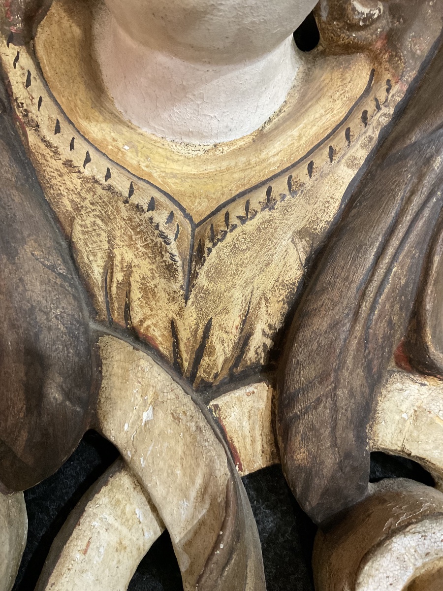 Elément D‘Architecture D’Église , Bois Sculpté En Bas Relief à Décor Tête D‘Ange , Tyrol XVIIIe-photo-3