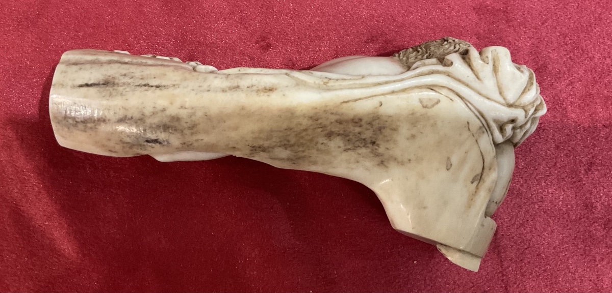 Memento Mori, Sculpture  En Bois de Cerfs , Venant D‘un Cabinet de Curiosités, Tyrol XIXe-photo-3