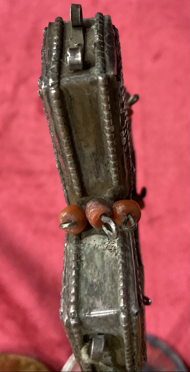 Croix Orthodoxe Du Mont Athos, Bois Sculpté, Monture En argent ,  Perles de Corails, Daté 1877-photo-3