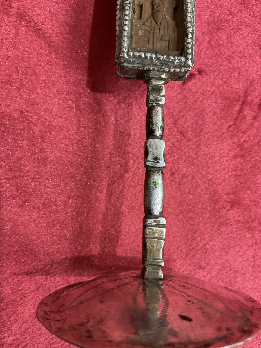 Croix Orthodoxe Du Mont Athos, Bois Sculpté, Monture En argent ,  Perles de Corails, Daté 1877-photo-7