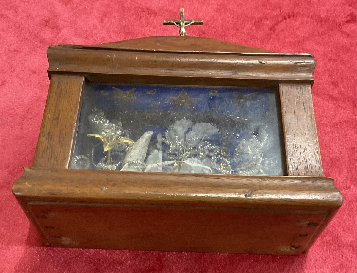Petite Châsse Reliquaire En Bois Abritant Reliquie De “ S.Valeriae M.N.P.” , France Début XIXe