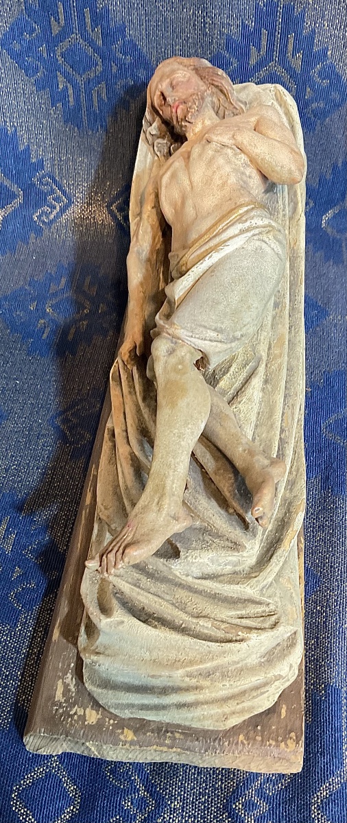 "christ In The Tomb" Wood Carving, Polychrome, Tyrol, Circa 1800-photo-2