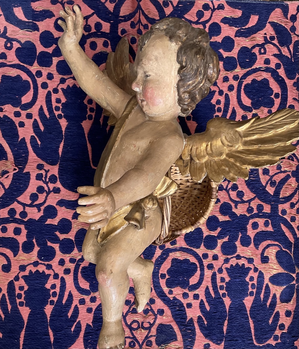 Pair Of Carved, Polychrome Wooden Altar Angels, Southern Germany, Mid-18th Century.-photo-2