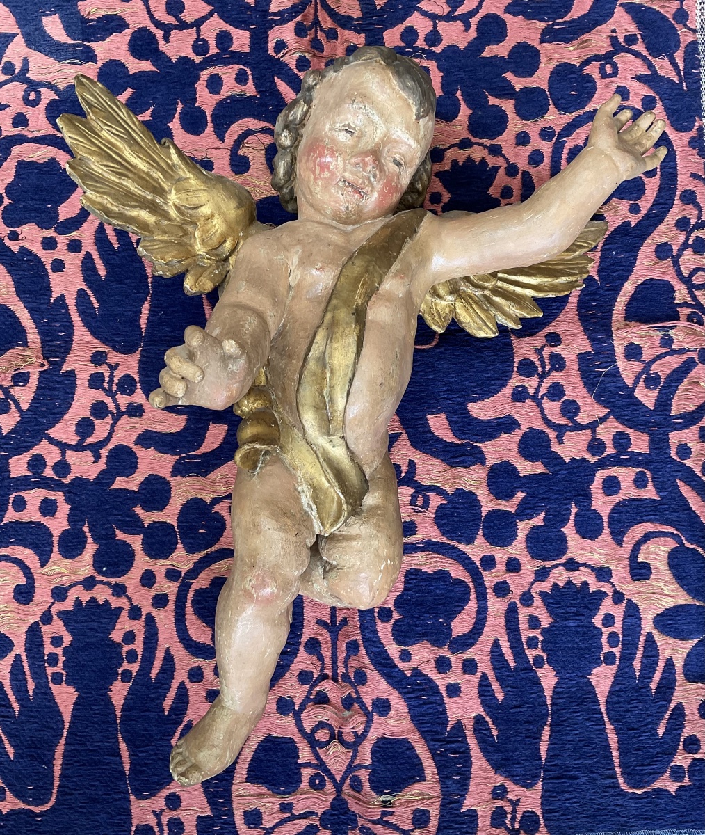 Pair Of Carved, Polychrome Wooden Altar Angels, Southern Germany, Mid-18th Century.-photo-4
