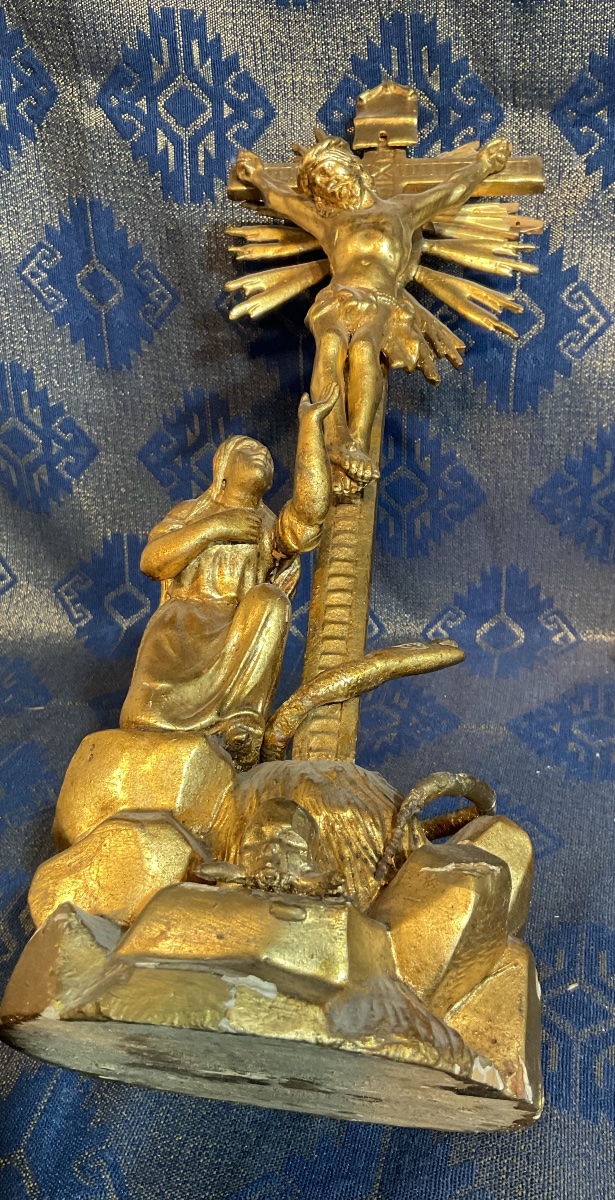 “calvary,” Carved And Gilded Wood; Mary Magdalene Mourning The Crucified Christ, Tyrol, 18th Century-photo-4