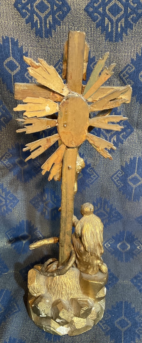“calvary,” Carved And Gilded Wood; Mary Magdalene Mourning The Crucified Christ, Tyrol, 18th Century-photo-4