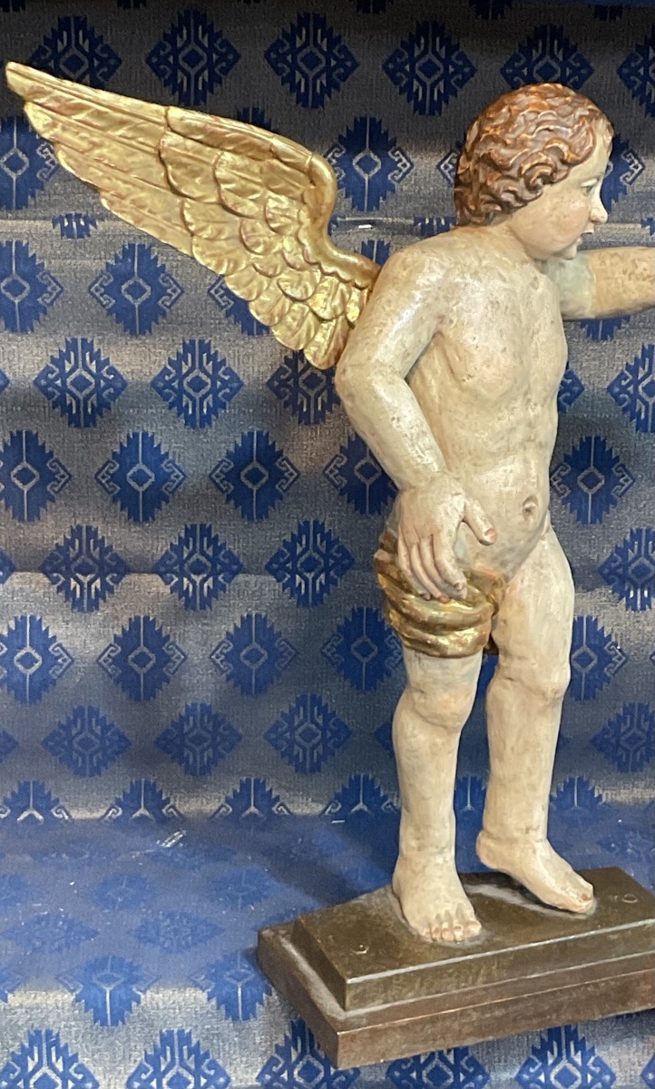 Pair Of Altar Angels, Carved And Painted Wood, Folk Art, Tyrol Or Bavaria, 18th Century-photo-4