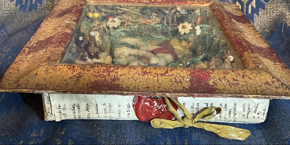 Cadre - Reliquaire , Saint Gérôme Dans Son Ermitage , Travail De Soeurs , Tyrol Fin XVIIIe-photo-4