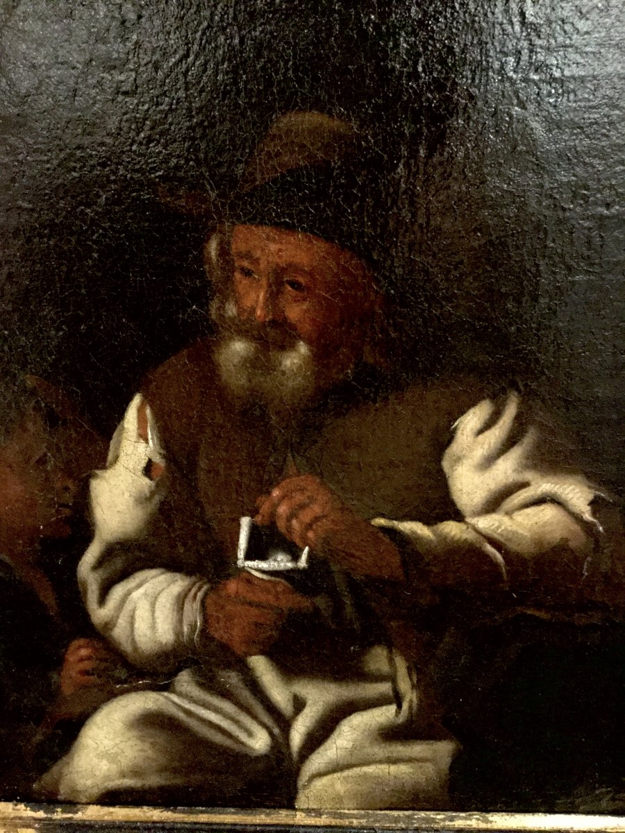 Painting, M. Sweerts, Attr .: Old Man Knitting With Young Boy, Flanders 7th