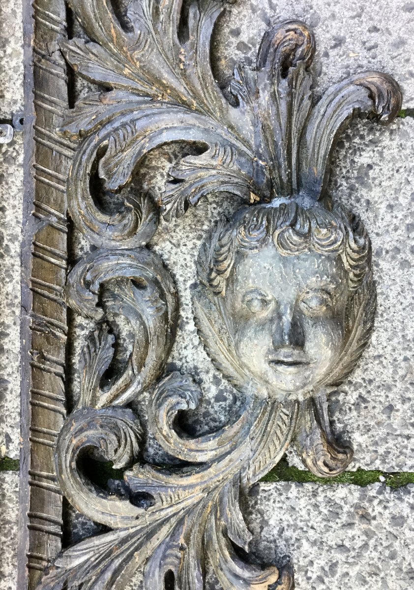 Décoration ( 2 Appliques)  D’autel : Têtes D’anges Et Rocailles ,italie XVIIIe-photo-4