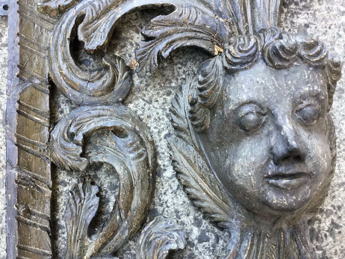Décoration ( 2 Appliques)  D’autel : Têtes D’anges Et Rocailles ,italie XVIIIe-photo-1