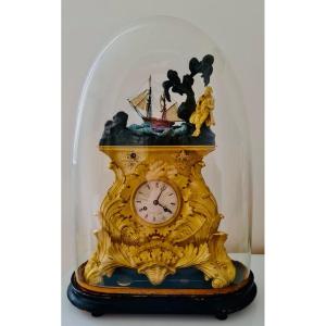 Boat Clock - Automaton, Chiseled And Gilded Bronze, Period 1830