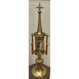 Monstrance - Reliquary "ex Ossibus", Gilded Copper, Gothic Period, Central Europe, 15th Century