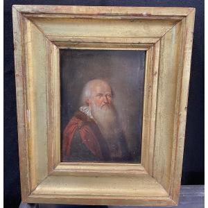 Portrait Anonyme d’un Vieux Homme ( Savant, Noble? ) Huile sur Bois, Pays -Bas , XVII/ XVIIIème