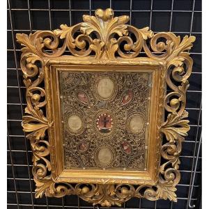 Frame - Reliquary With Paperolles (replicas Of Saints And The True Cross) Italy, Late 18th Century