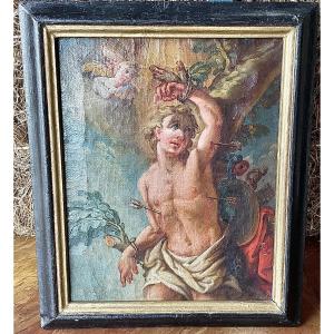 “Le Martyr de Saint Sébastien “, Huile sur toile , L’ Allemagne de Sud ou Autriche, Fin XVIIIe