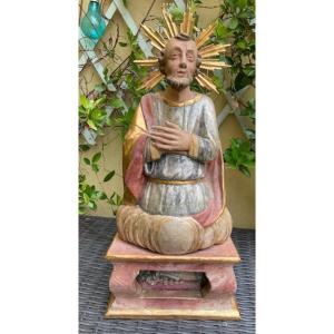 Reliquary Bust Of Saint Benedict (“s. Benedicti”) In Carved Wood, Tyrol, 18th Century