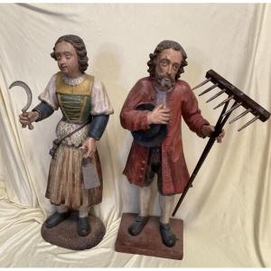 Ste Notburga et St Isidore, Protecteurs de l’Agriculture, Tyrol, environ 1800