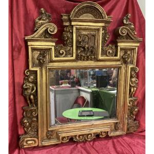 Large Frame - Tabernacle, Carved And Gilded Wood With Figurative Decorations, Italy, C. 1700