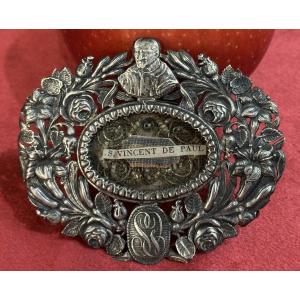 Reliquary Capsule (theca), Ex Ossibus “st. Vincent De Paul,” Silver, Sealed, Italy, 19th Century