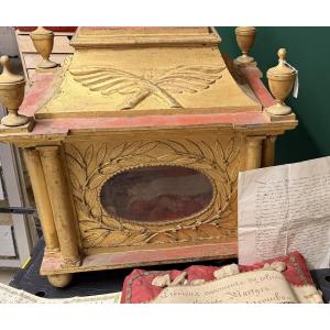 Set Of Metal Reliquaries Containing "ex Ossibus" Relics Of Saints—authentic, 19th Century