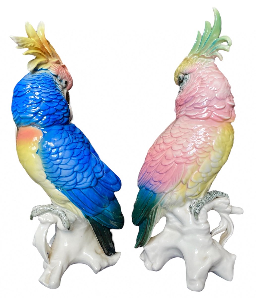 Paire De Perroquets En Porcelaine Karl Ens-photo-2