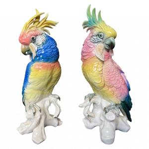 Paire De Perroquets En Porcelaine Karl Ens