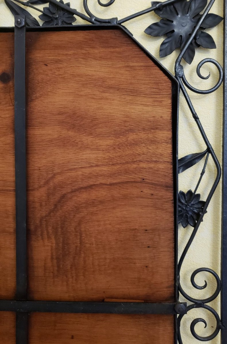 Art Deco Octagonal Wrought Iron Mirror In The Style Of Edgar Brandt-photo-6