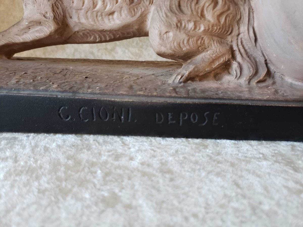 Statue - Elegant Greyhound - Patinated Stucco Art Deco Period - Cioni-photo-2