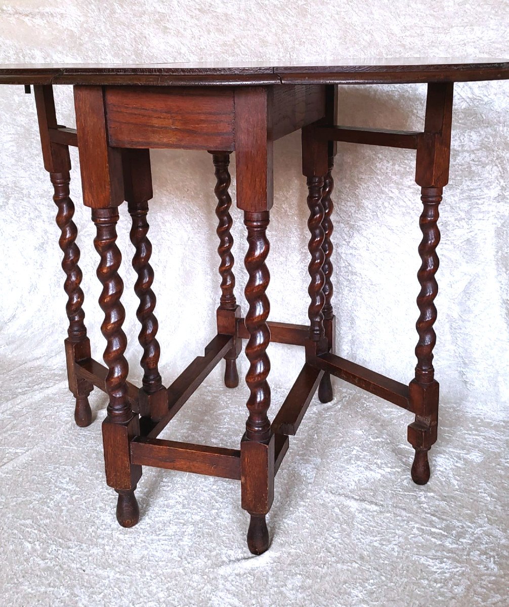 Gateleg Side Table In Louis XIII Style Oak - Late 19th Century -photo-2