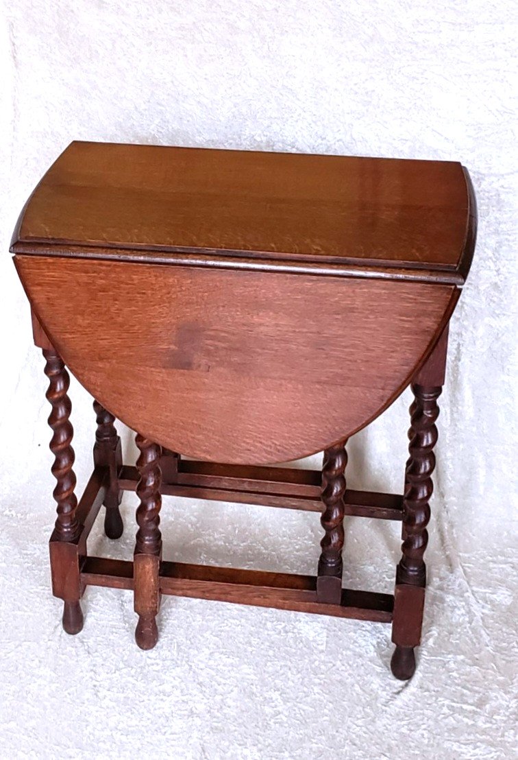 Gateleg Side Table In Louis XIII Style Oak - Late 19th Century -photo-1