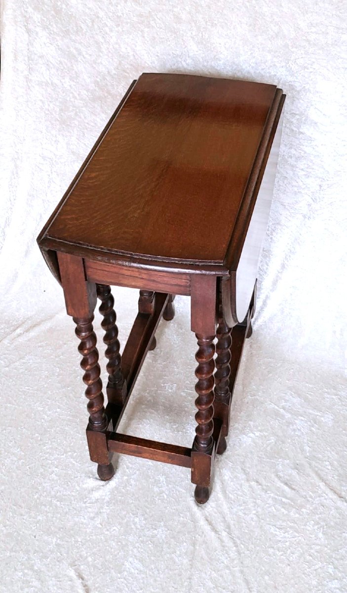 Gateleg Side Table In Louis XIII Style Oak - Late 19th Century -photo-2