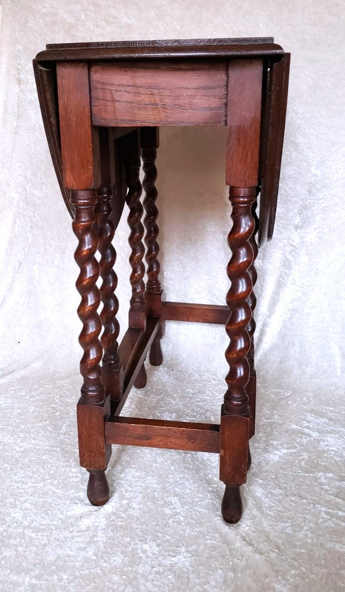 Gateleg Side Table In Louis XIII Style Oak - Late 19th Century -photo-3